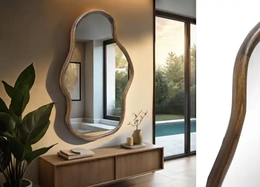 Espejo de pared Curve nogal 90×60 - Espejos