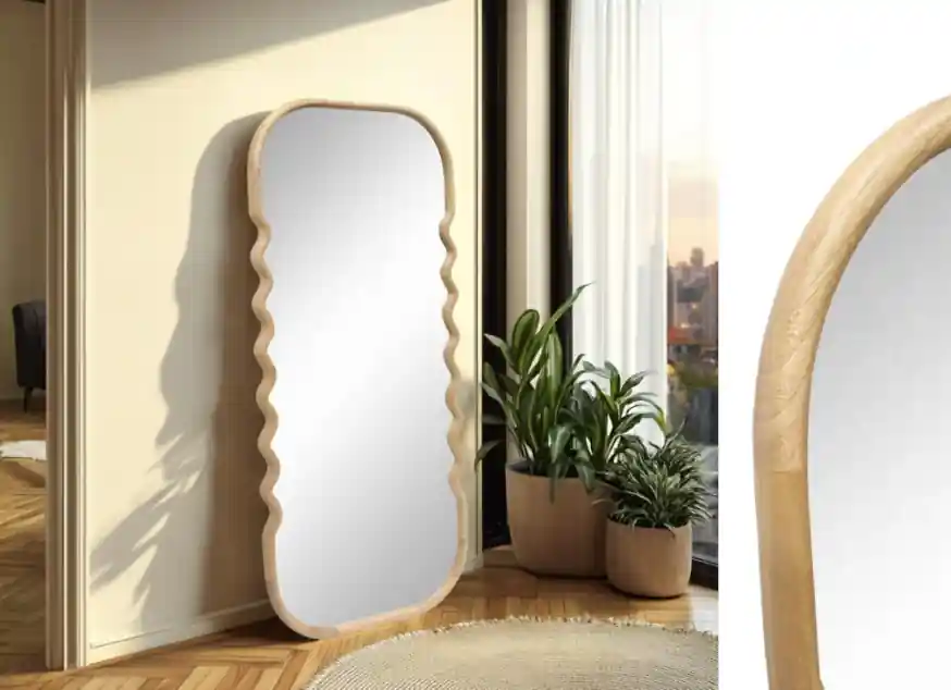 Espejo pared Wave roble 160×60 - Espejos