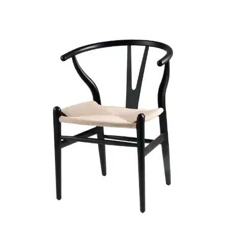 Silla madera Ada color negro y asiento natural - Sillas