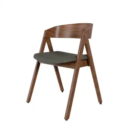 Silla Rina chapa nogal y tapizado gris oscuro - Sillas
