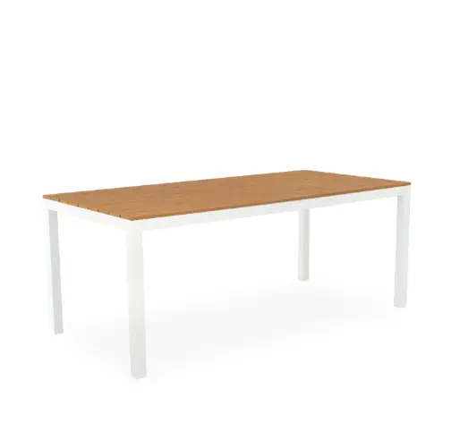 Mesa de exterior Cinthia aluminio blanco madera - Mesas de terraza