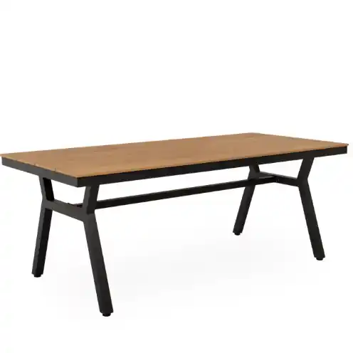 Mesa de exterior Georgia metal negro madera - Mesas de terraza