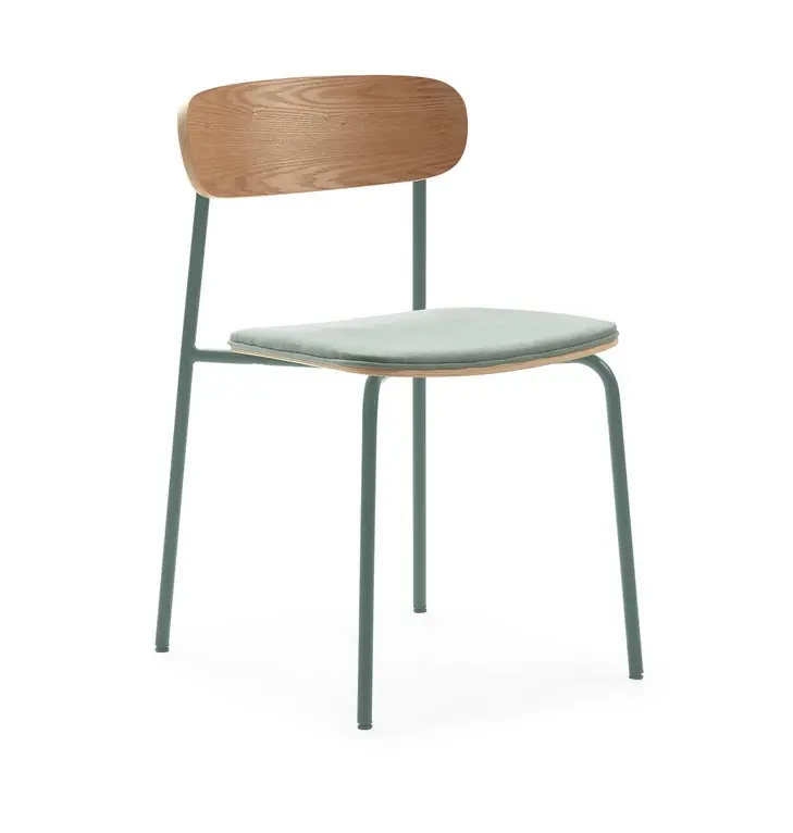 Silla Adriana roble tapizado aguamarina - Sillas