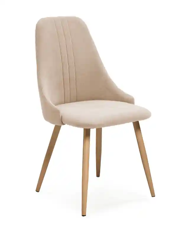 Silla Seul tela beige pata madera - Sillas