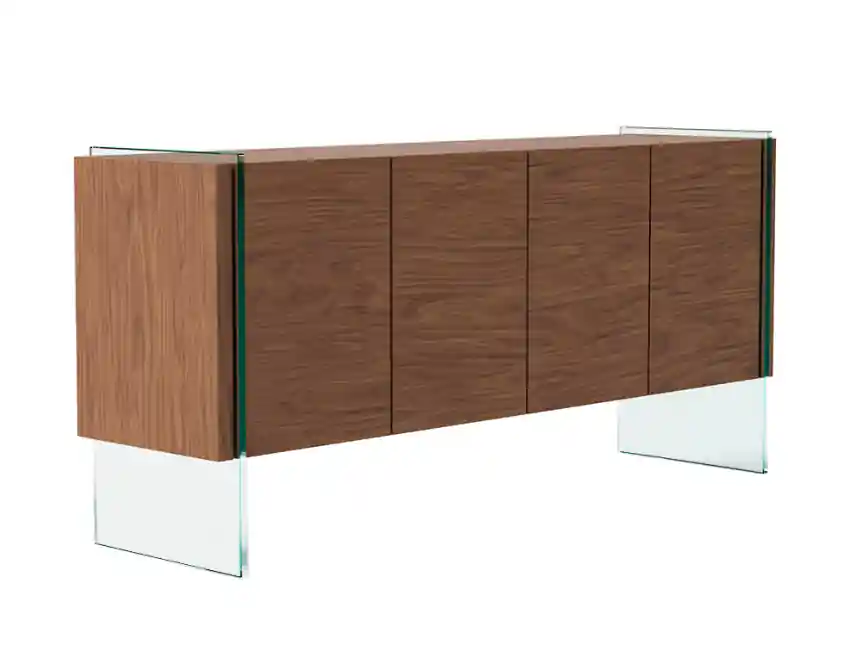 Aparador Amanda madera nogal y cristal 170x43cm - Aparadores