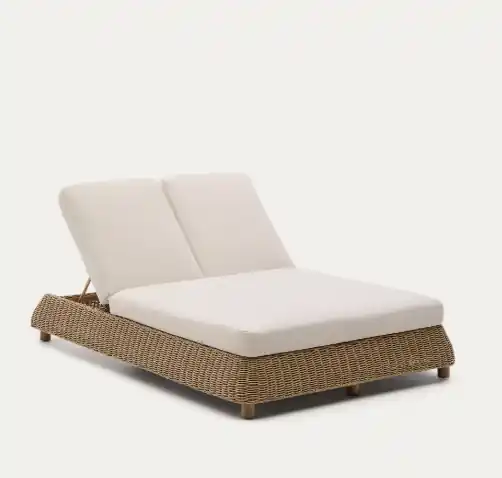 Tumbona Natura Chill doble madera ratán - Tumbonas terraza