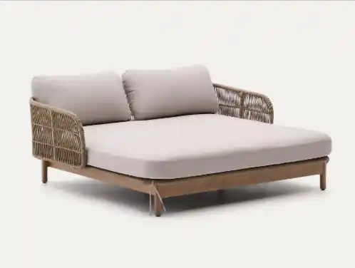 Tumbona Serena Lounge doble madera cuerda trenzada - Tumbonas madera