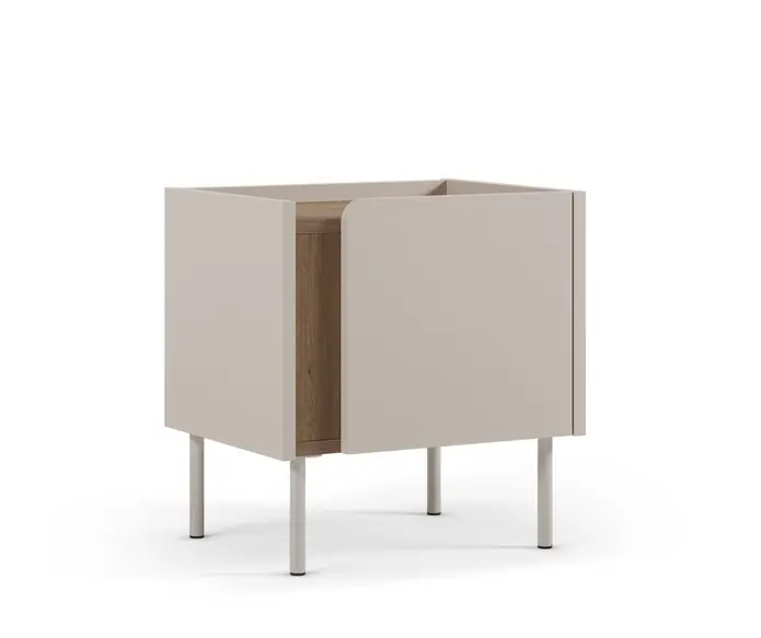 Mesita de noche Lucile blanco crema roble 45x35cm - Mesitas de noche
