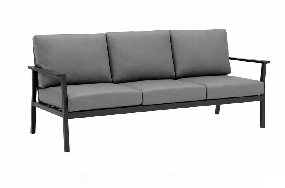 Sofá de Exterior 3 Plazas Aurora aluminio Antracita y Cojines Gris Spunpoly gris - Sofas terraza