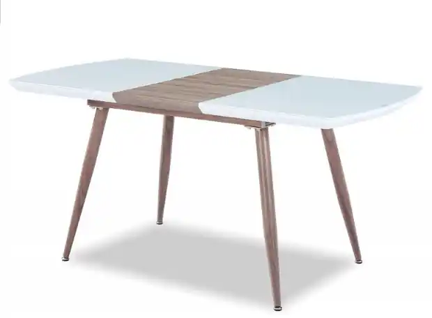 Mesa extensible Altis metal cristal madera 140 – 180 x 80 - Mesas de comedor