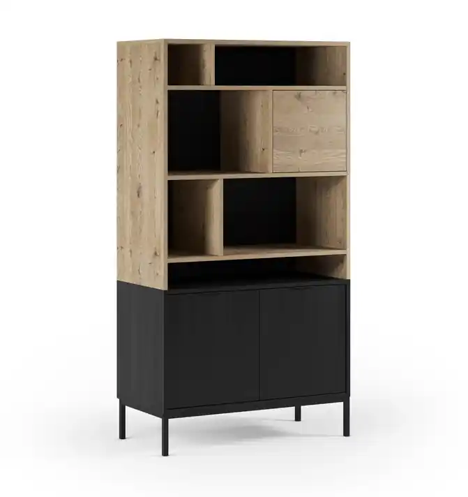 Estanteria libreria Marion roble negro mate 170×90 cm - Estanterias