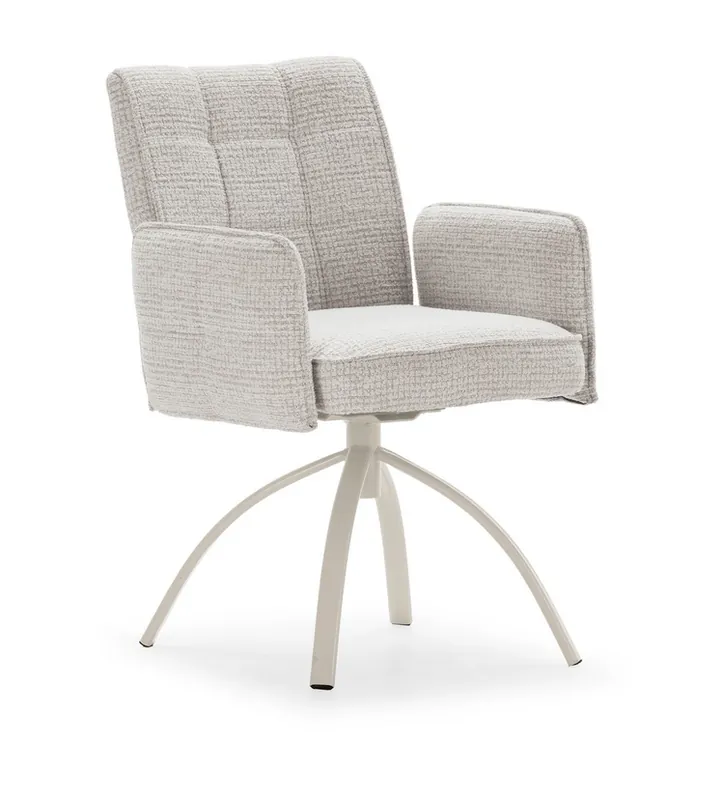 Sillon Mindi giratorio asiento beige patas blancas - Sillas