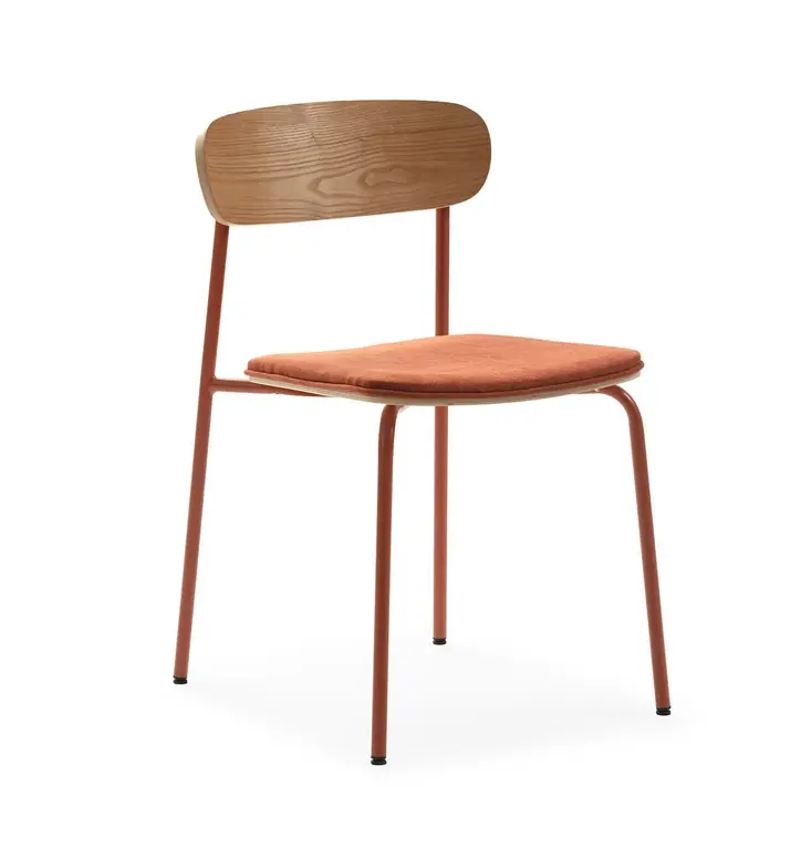 Silla Adriana roble tapizado teja - Sillas