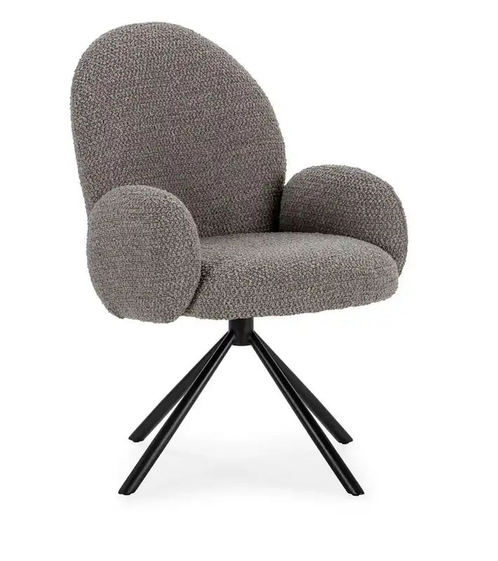 Sillon giratorio Dario tela borreguito gris claro - Sillas