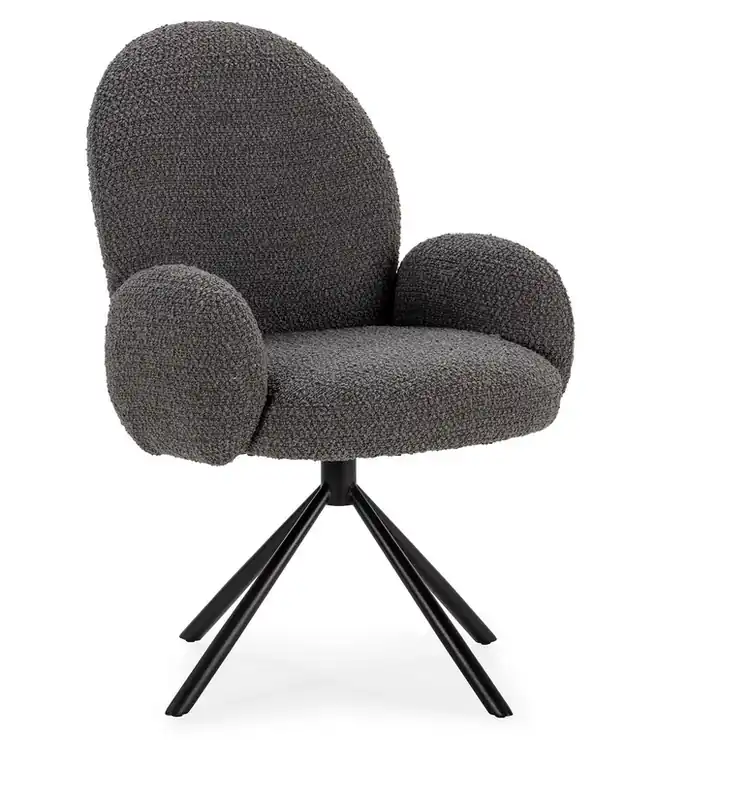 Sillon giratorio Dario tela borreguito gris oscuro - Sillas