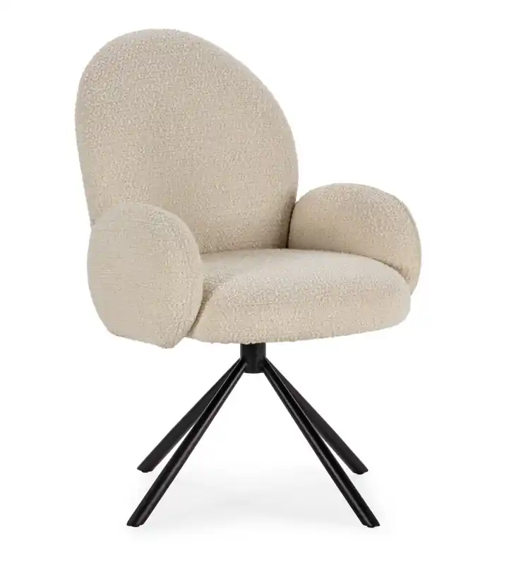 Sillon giratorio Dario tela borreguito blanco - Sillas
