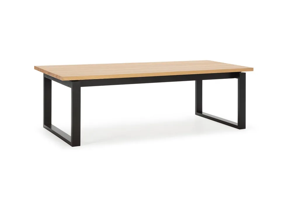 Mesa recta Rina roble pie negro 220×100 - Mesas de comedor