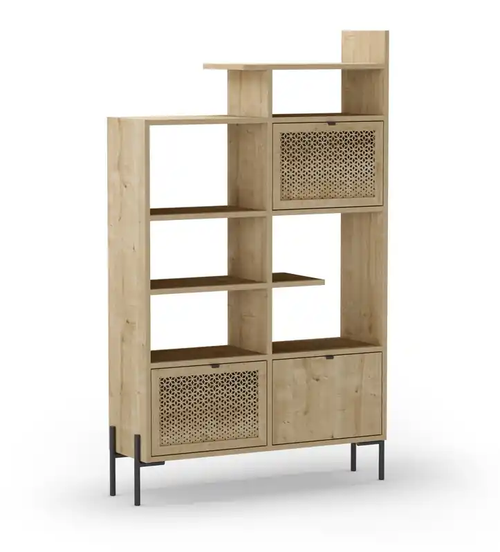 Estanteria libreria Inca roble patas acero negro - Estanterias