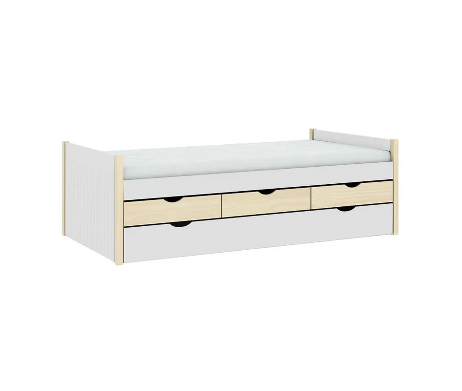 Cama nido Valka madera blanco 3 cajones 90×190 cm - Camas y canapes