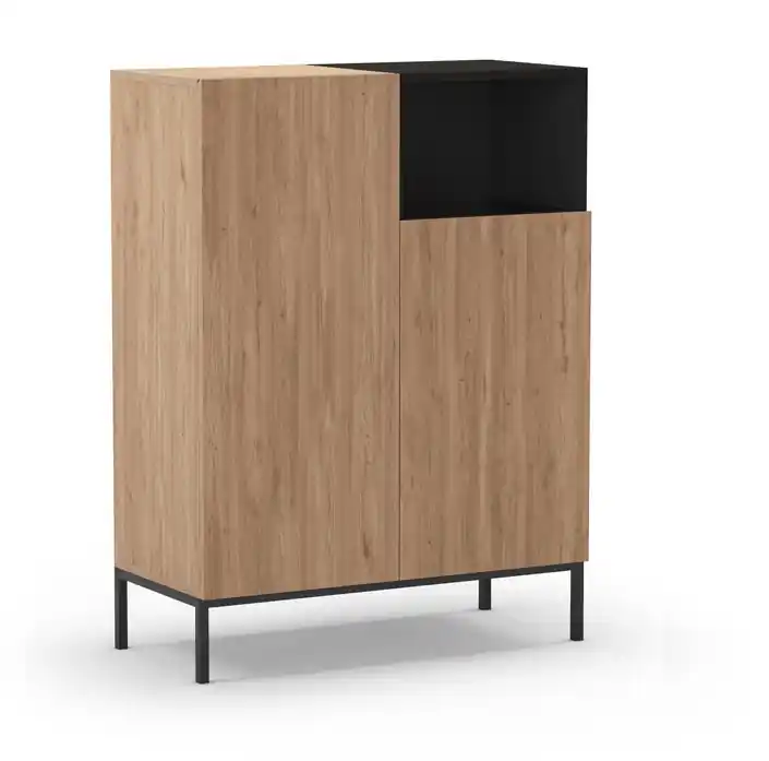 Mueble auxiliar Cailin roble natural negro 120×90 cm - Aparadores