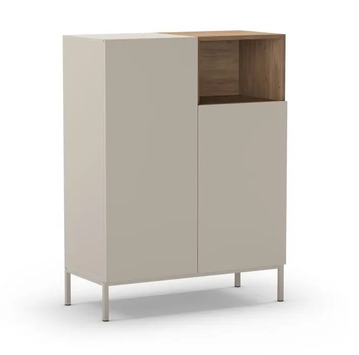 Mueble auxiliar Cailin blanco crema nogal 120×90 cm - Aparadores
