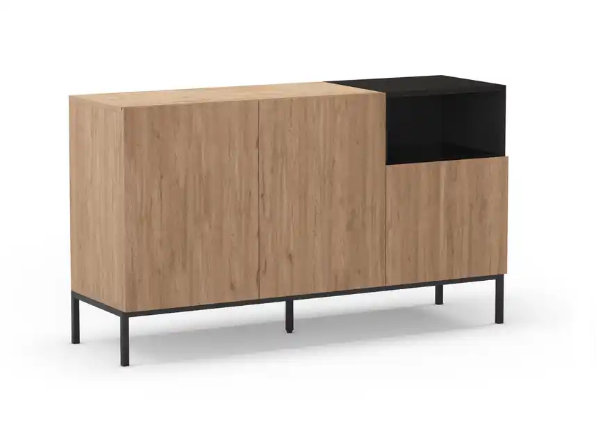 Aparador Cailin roble negro 3 puertas 140 cm - Aparadores