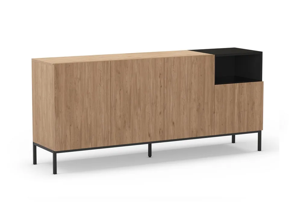 Aparador Cailin roble negro 4 puertas 180 cm - Aparadores