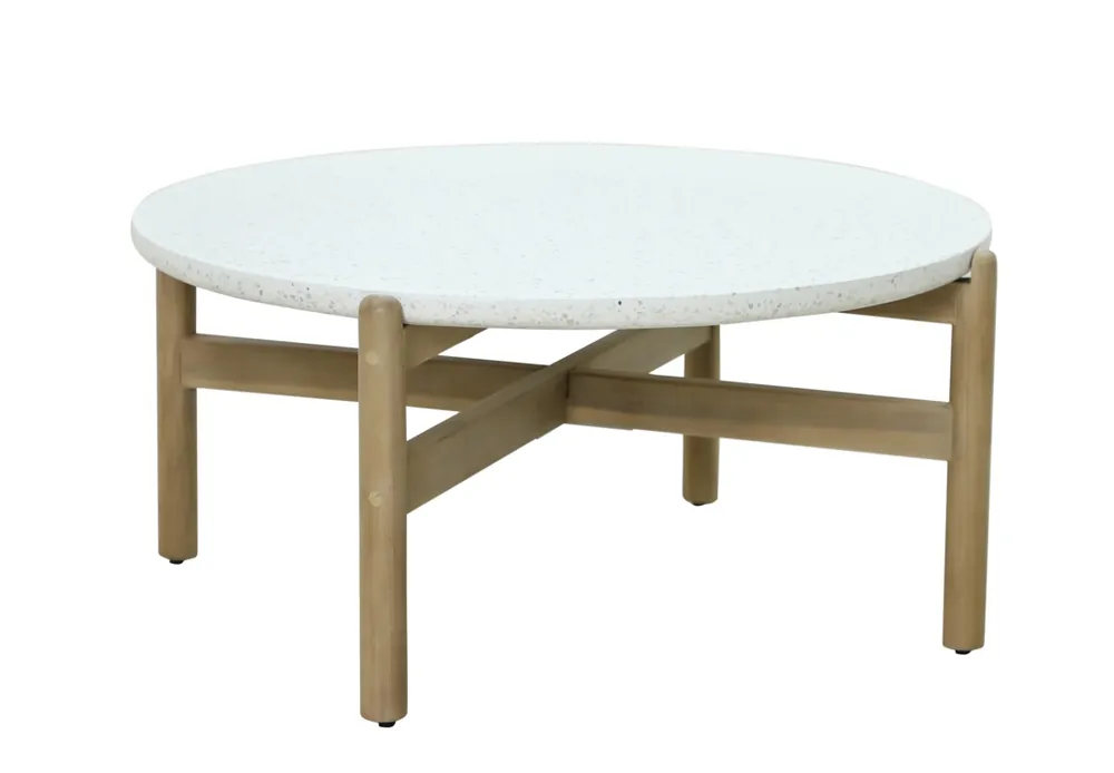Talara mesa centro light Teak piedra blanco - Mesas de centro y auxiliares