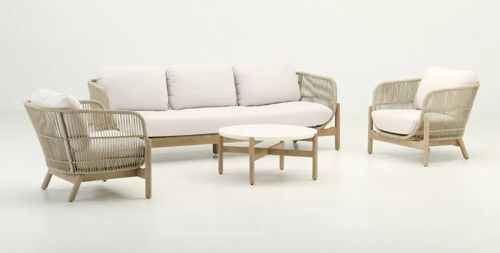 Set Talara sofas cuerda beige light Teak - Sofas terraza