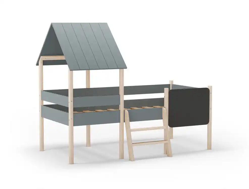 Cama infantil cabaña con pizarra Mint verde kaki 90×190 - Camas y canapes
