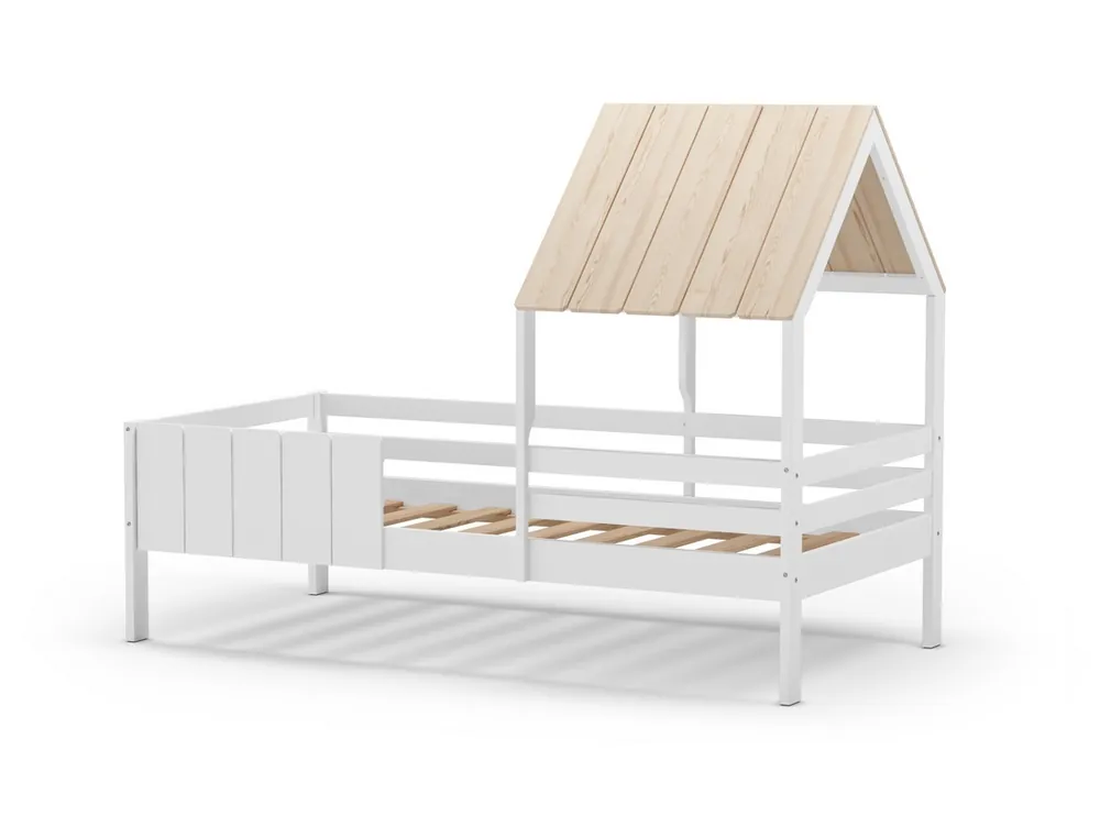 Cama infantil cabaña Nidia madera blanco natural - Camas y canapes
