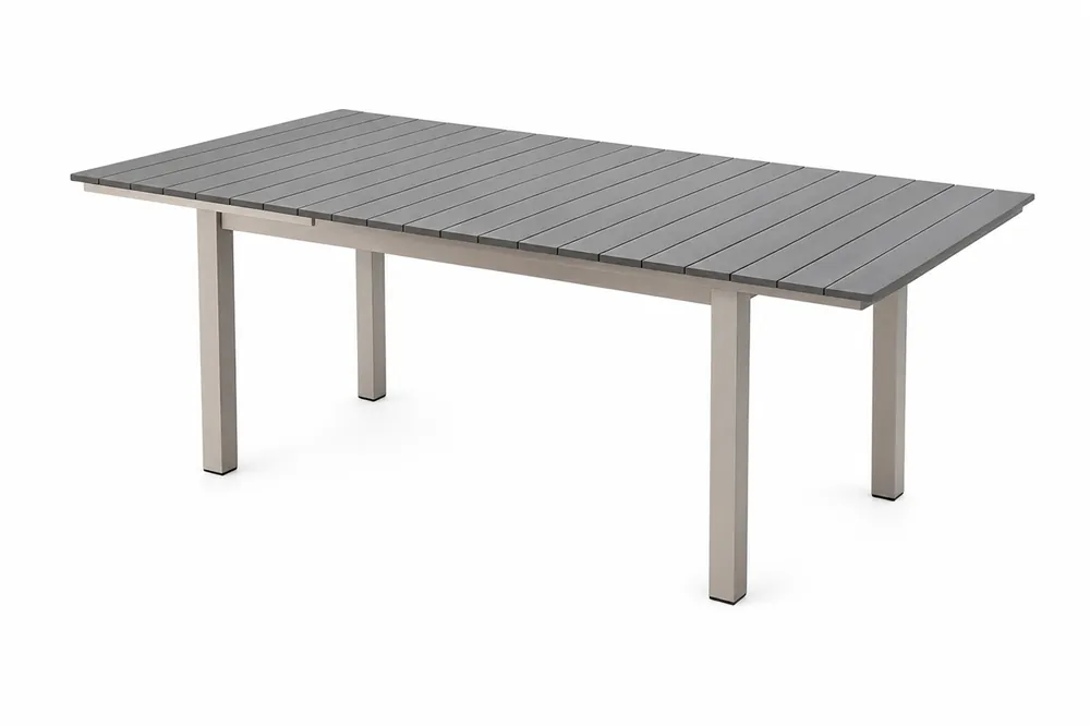 Mesa de terraza aluminio acero inox lamas gris antracita Ohio 160-220×90