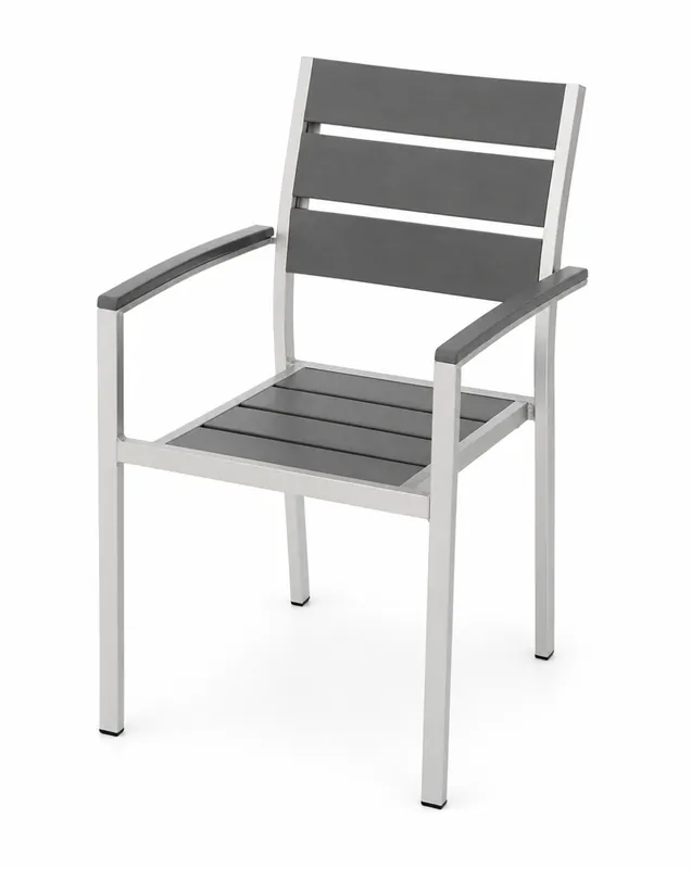 Silla de terraza aluminio acero inox lamas poliwood antracita Ohio - Sillas de aluminio