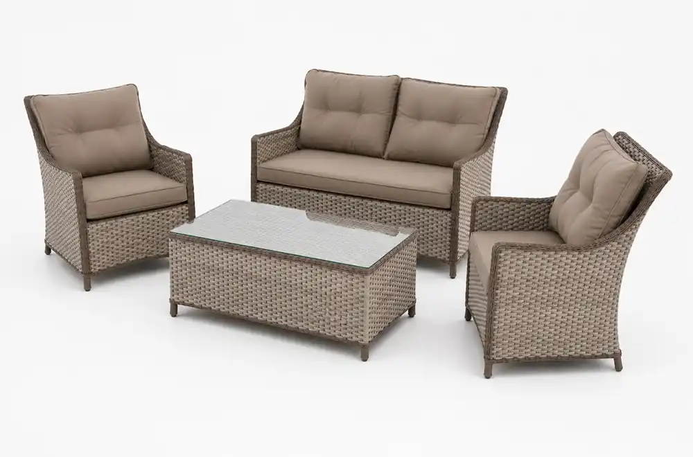 Set sofas estilo calsi elegante de Exterior en Ratán Color Mokka - Sofas terraza