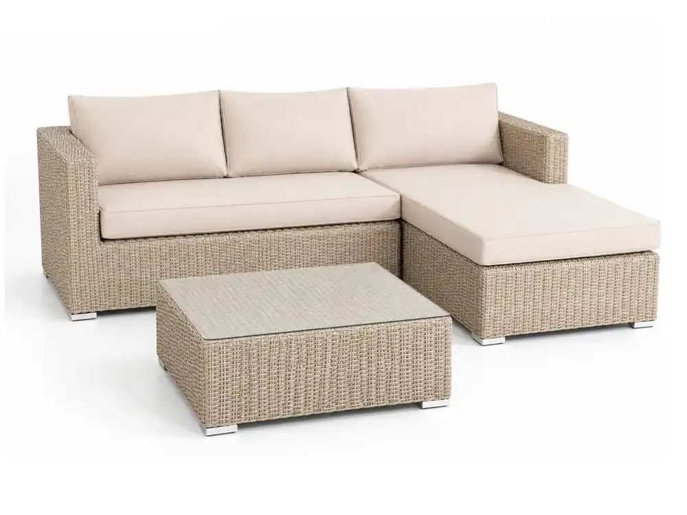 Sofá de terraza modular Vanua – Conjunto de jardín en ratán sintético color natural - Lounge terraza