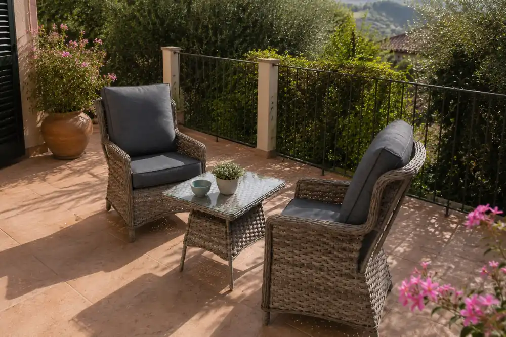 Set Are Conjunto de jardín de ratán con mesa y sillones - Sillas de rattan