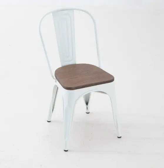 Silla tolix antik old blanco bambu - Sillas hosteleria
