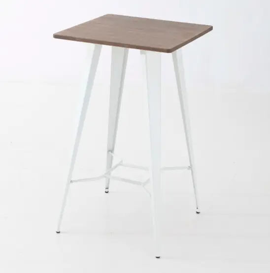 Mesa alta tolix antik old blanco bambu 60×60 - Taburetes hosteleria