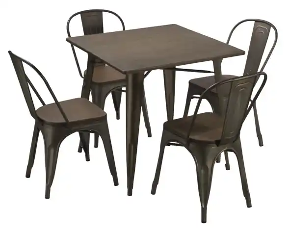 Conjunto tolix antik old bronce bambu - Conjuntos mueble de cocina
