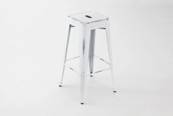 Taburete tolix blanco envejecido - Taburetes hosteleria