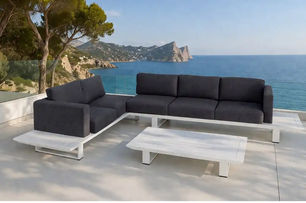 Sofa terraza rinconera Jambo lamas aluminio blanco - Sofas terraza