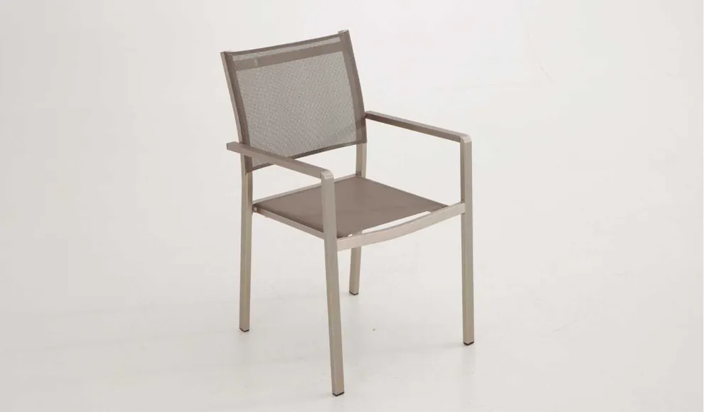 Silla de terraza aluminio anodizado textilene gris Karibu - Sillas de aluminio