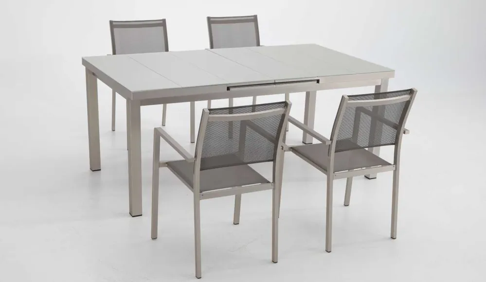Conjunto de terraza y jardin aluminio anodizado karibu 4 sillas - Conjuntos aluminio