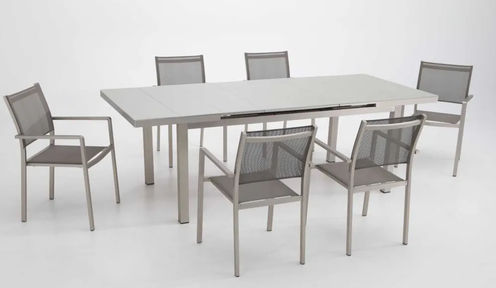 Conjunto de terraza y jardin aluminio anodizado karibu 6 sillas - Conjuntos aluminio