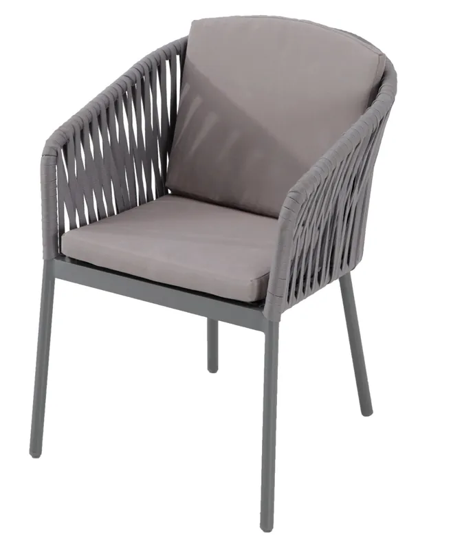 Sillon de terraza cuerda gris con cojin - Sillas hosteleria