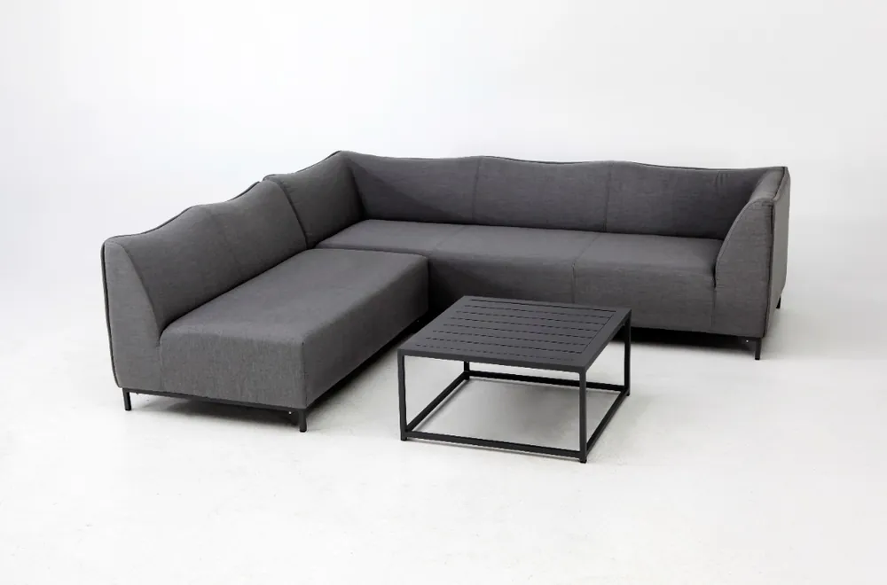 Naxos set Sofa esquinero 5 plazas terraza lounge tapizado gris - Tapizado nautico