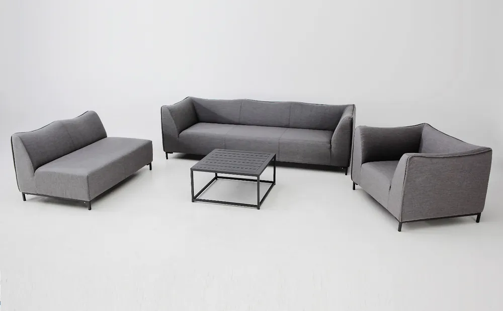 Naxos set Sofa esquinero 6 plazas terraza lounge tapizado gris - Tapizado nautico
