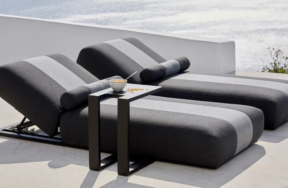 Delos tumbona terraza lounge tapizado nautico gris - Tumbonas aluminio