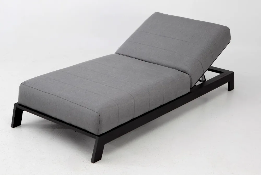KEA tumbona terraza lounge tapizado gris aluminio negro - Tumbonas aluminio