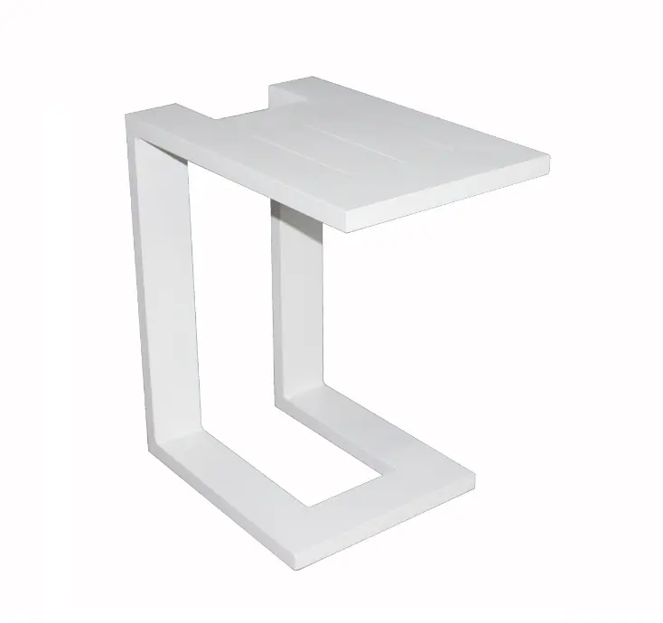 Mesa auxiliar para tumbona sofa aluminio blanco - Mesas de alumnio